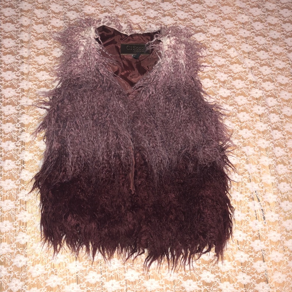Multicolored fur vest